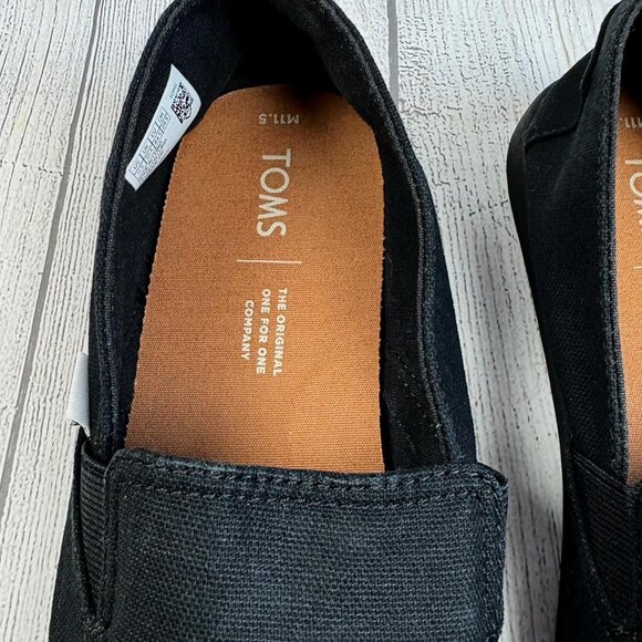 Toms Mens Black 11.5 M Classic Canvas Slip On Shoes Alpargata Espadrille - Picture 3 of 8